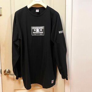 Roots Athletics Men's Size XL 100% Cotton L/S Crew Neck T-shirt. Black